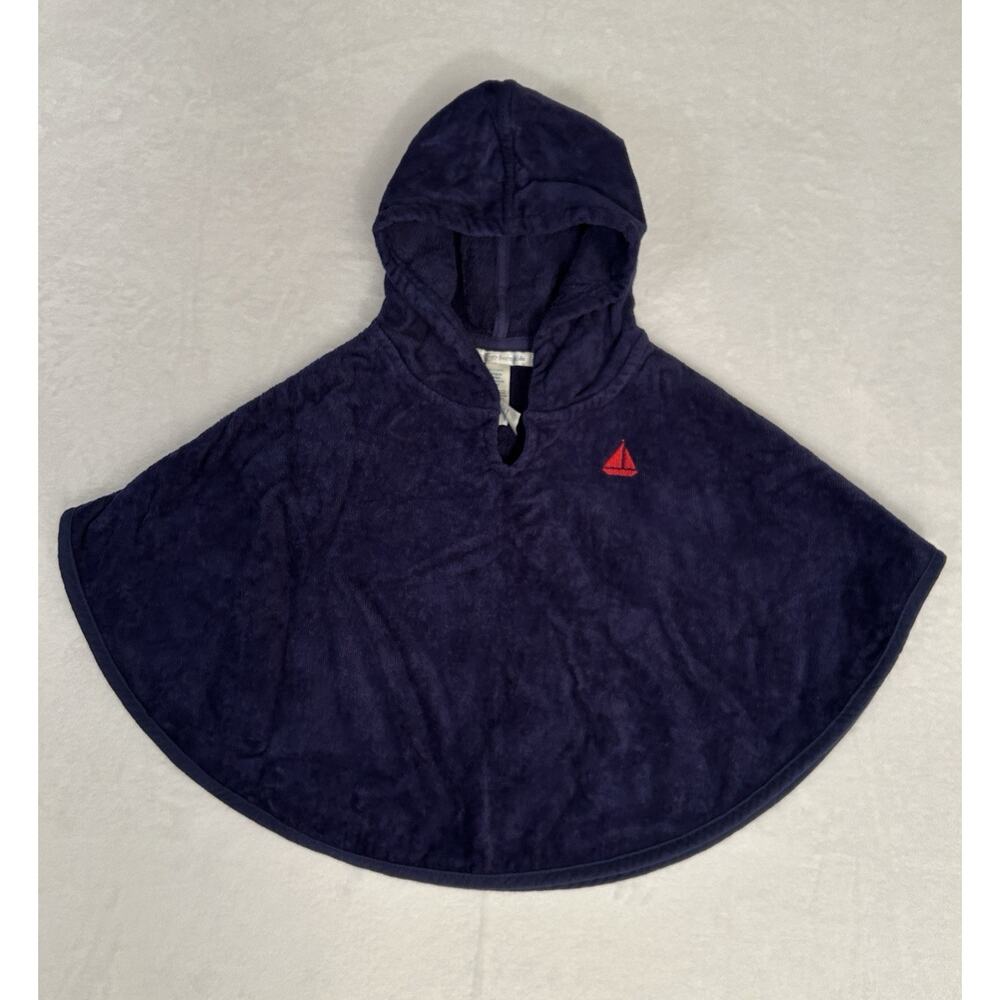 Pottery Barn Baby Bath Cover Up Beach Wrap Size 6-12 mos Navy Blue Hooded